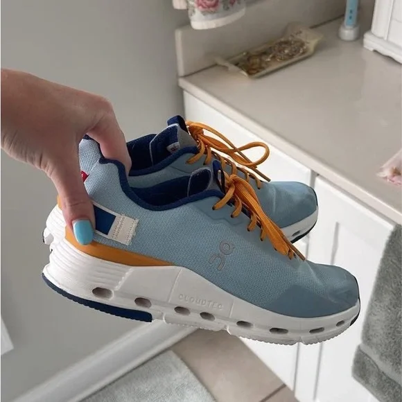 On Cloudnova Women's Sneakers - Arctic and Orange - Picture 2 of 3